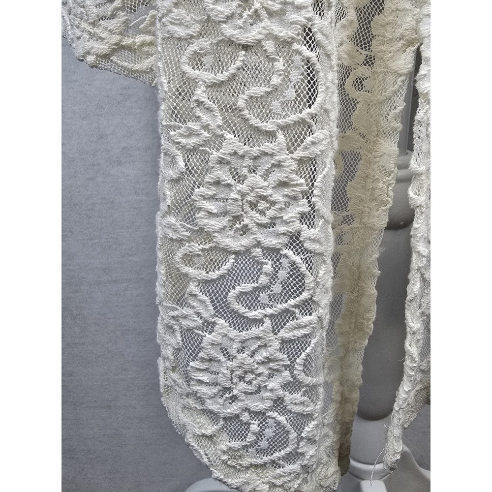 Knox Rose Womens S Sweater/Wrap Ivory Open Front Lace/Crochet Cottage Feminine - Picture 8 of 16